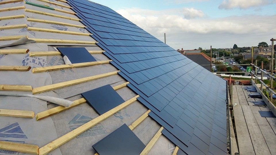 Picture showing new felt and Baton on roof repair