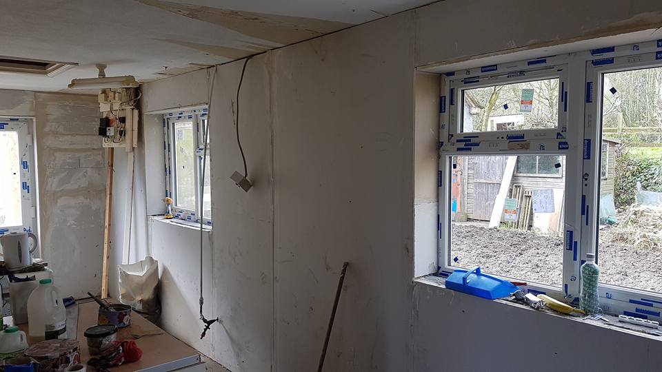 Plaster boards up ready for skimming